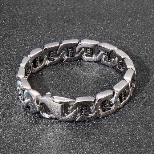 Jewels Store High Quality Punk Style Mechanical Chain 15mm Wide Mens Stainless Steel Bracelet Jewelry For Man JS26932-D