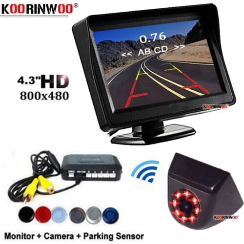 Koorinwoo Dual Ultrasonic Wireless parking sensor Rear camera Car Parkronics Backlight Display TFT LCD Radar Alarm car-detector