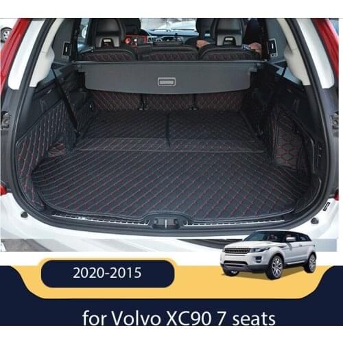 Good quality! Full set car trunk mats for Volvo XC90 7 seats 2020-2015 waterproof boot carpets cargo liner mats for XC90 2019