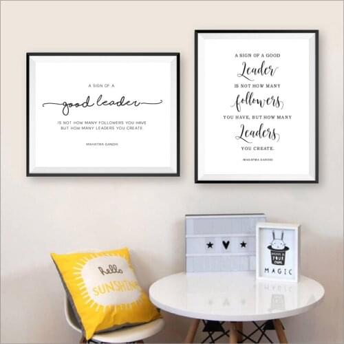 Good Leader Sign Quotes Canvas Painting Boss Gift Black and White Minimalist Poster Wall Art Pictures Prints Leader Office Decor