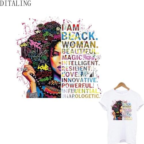 Beautiful Black Women Heat Transfer Patch Iron On Transfer On Clothes DIY T-Shirt Tops Jacket Sticker Custom A-Level Vinyl Patch