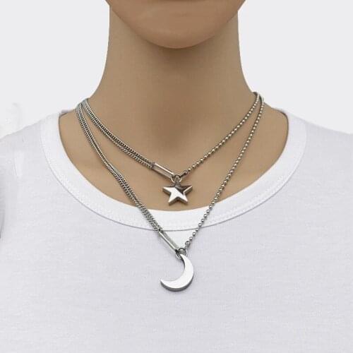 Fashion asymmetric chain star necklace hip hop simple couple multilayer necklace jewelry hot sale