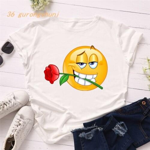 Fashion cartoon tops womens t-shirt kpop harajuku cute girl tshirt smile flower vintage t shirt women summer clothes 2020 tumblr