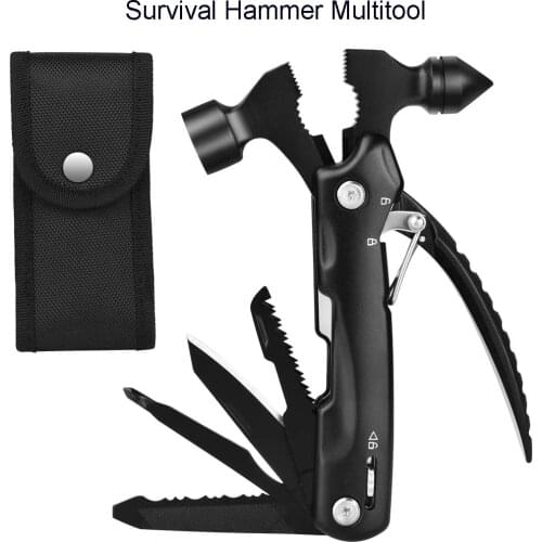 Survival Hammer Multitool,Multifunctional Pocket Mini Tools Outdoor Survival Tool,Fathers Day Gifts for Men Dad,Safety Hammer