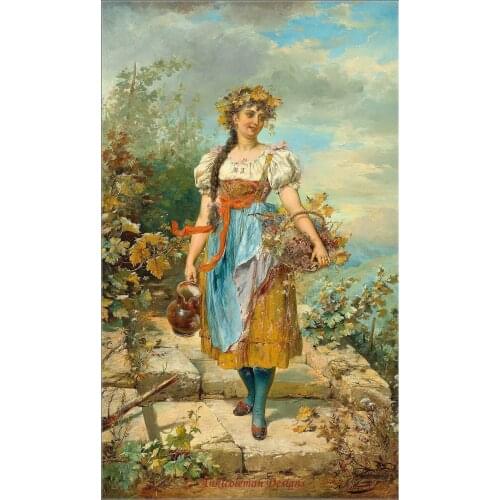 Needlework for embroidery DIY DMC High Quality - Counted Cross Stitch Kits 14 ct Oil painting - Girl with Grapes