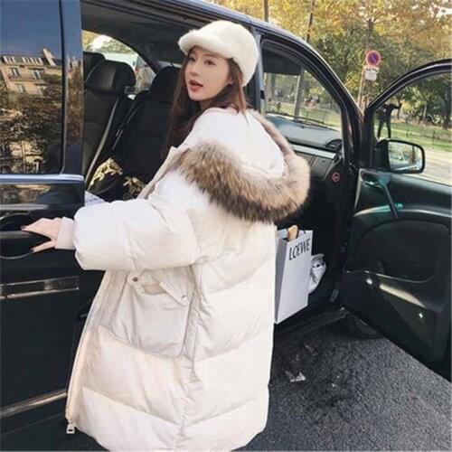 2019 New Cotton-padded jacket Women Parkas Winter Hooded Fur collar Long Coat Female Thicken Down cotton jacket Plus size G489