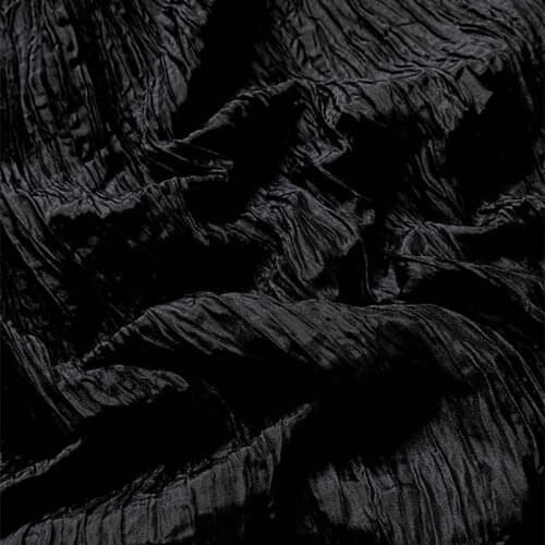 NW57 Summer Black Pleated Gauze Hard Mesh Fabric/Fashion Gauze Clothe/Modelling DIY Materials/Designer Clothes Fabric