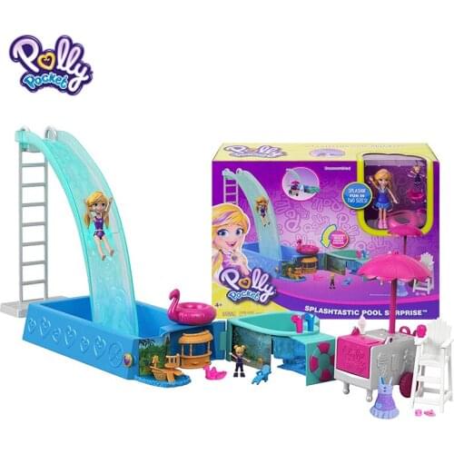 Counter genuine mini Polly pool slide party set Polly pocket Polly pocket girl toy