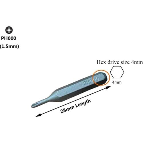 28mm Phillips PH000 screwdriver bits for 1/8" (4mm) Electric driver XIAOMI Wowstick replacement 4mm mini driver bits, 500pcs/lot