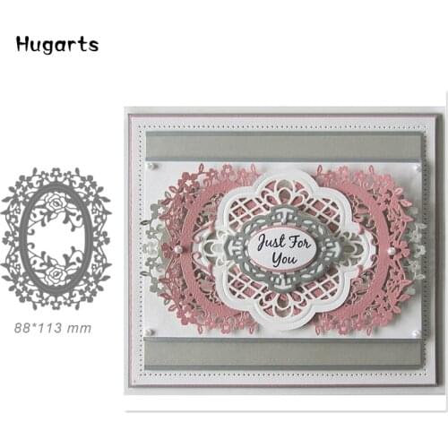 Oval Rose Craft Dies Flower Frame Metal Cutting Dies for Card Making Scrapbooking Album Paper Card Photo Decorative
