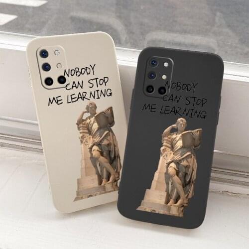 Retro Sculpture Shockproof Camera Lens Protection Liquid Silicone Cover Case For Oneplus 8t 9 9pro 9r pro Liquid Phone Case