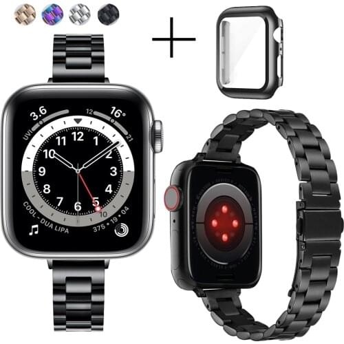 Case + Band for Apple Watch Bands 38mm 40mm iWatch Series 6/SE/5/4/3/2/1 Metal Wristband Strap for Applewatch 42mm 44mm Bracelet