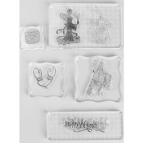 Stamp Blocks with Grid for Scrapbooking Acrylic Clear Rubber Stamping Blocks Set Essential Stamping Tools Accessories