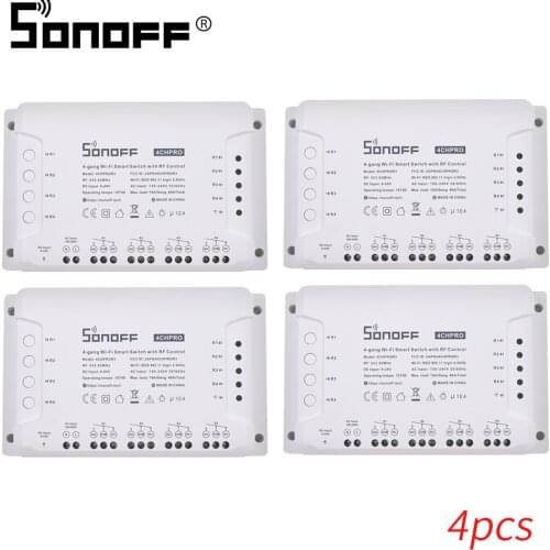 Sonoff 4CH PRO R3 Wifi Light Switch 4CHR3 4 Gang DIY Smart Home SONOFF 4CH R3 Wireless Wifi Switch RF 433 Mhz Controller