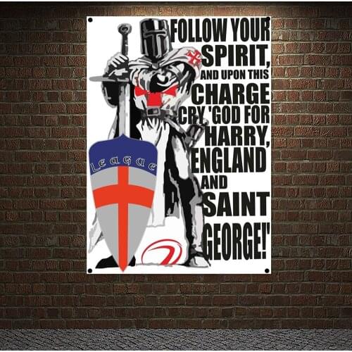 Medieval Warrior Legion Armor Banner Wall Chart Masonic Knight Templar Flag Brass Grommets Custom Polyester Printed Painting
