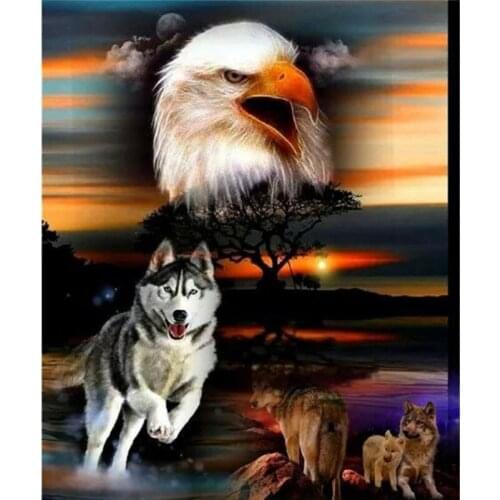 Rhinestones pictures 3D Full Rubik Diamond painting Round 5D Square Diamond Embroidery Sale Home decoration Eagle and wolf