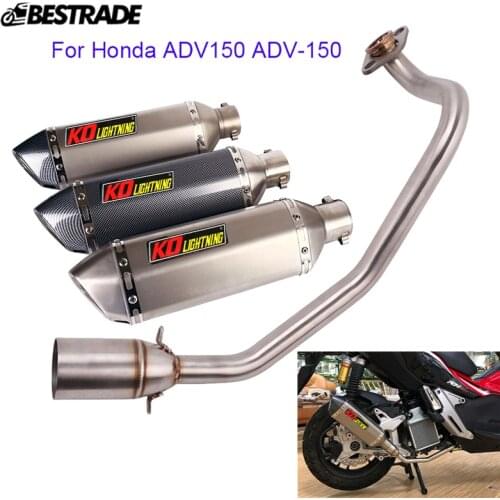 Full Motorcycle Exhaust System Header Tube Front Mid Link Pipe Slip On 51mm Muffler Tip for Honda ADV150 ADV-150 Stainless Steel
