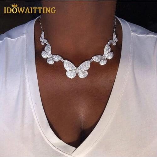 2021 New Arrive Cute Delicate Butterfly Pendant Necklace For Women High Quality Iced Out Bling 5A CZ Butterfly Charm Jewelry