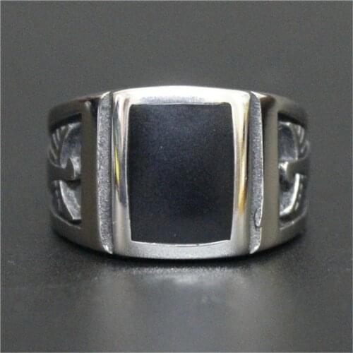 1pc Fast Shipping New Black Glue Ring 316L Stainless Steel Cool Man Flying Eagle Biker Style Ring