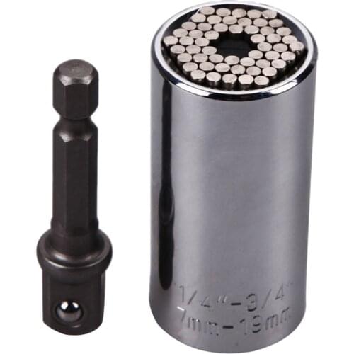 1pc/1set 7-19mm 1/4"-3/4" Adjustable Torque Ratchet Universal Socket Wrench Hand Tool Spanner Wrench Power Drill Kit