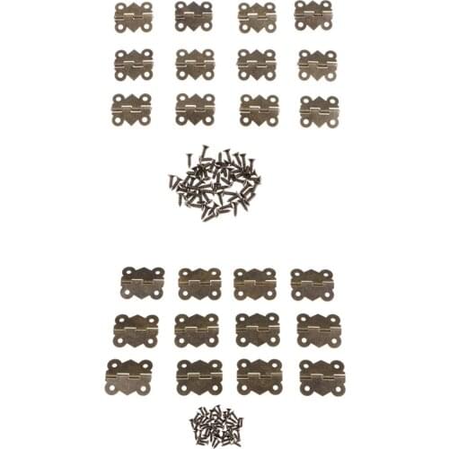 12x Mini Small Bronze Butterfly Hinges Jewerly Chest Box Cigar Box Dollhouse Hinges with Screws