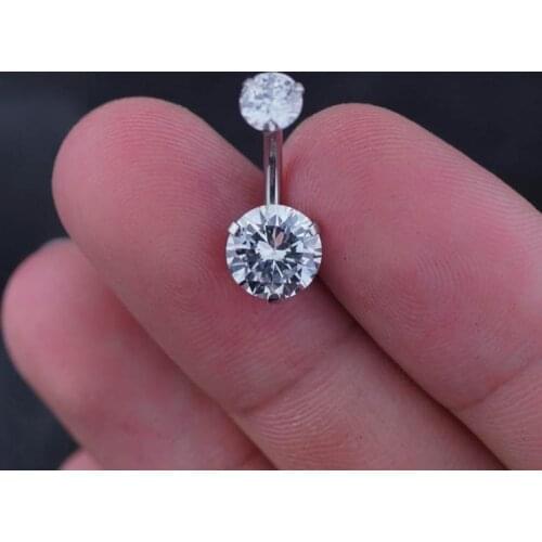 14G surgical steel navel buckle for female girl navel ring CZ cubic zirconia body perforation