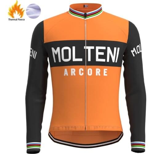 1987 competition MOLTENI Team Man Retro Cycling Jersey Fleece Long Sleeves Clothing Triathlon Mtb Jersey maillot ciclismo hombre