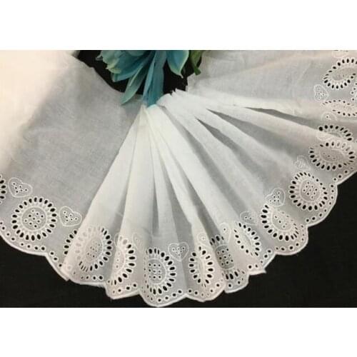 2 Meters 18CM White Cotton Cloth Wide Embroidery Lace Applique Trim Sewing DIY Craft Garment Accessories