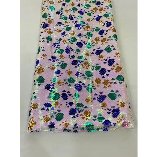 2020 high quality sequence French Nigerian sequins net African tulle mesh lace fabric for dress 5yards/lot ZH0628