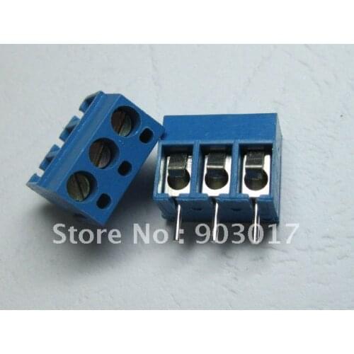 3pin/way 5.0mm Screw Terminal Block Connector Blue 50 pcs per lot hot sale