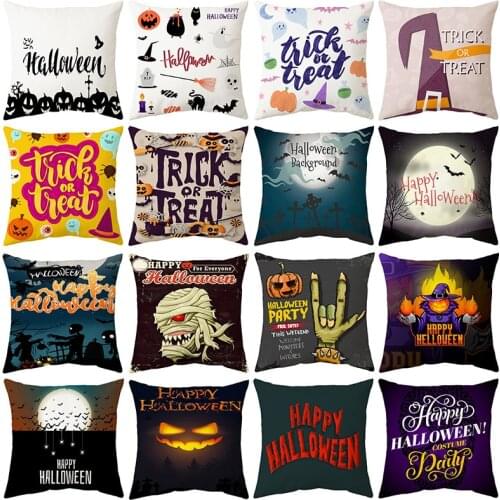 45x45cm Happy Halloween Cushion Cover Pillow Case Halloween Trick or Treat Pillow Cover Sofa Chair Pillow Case Home Decoration