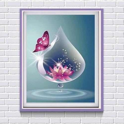DIY full Diamond painting Beautiful drip butterfly red lotus Zen fresh 5d point drill stick diamond diamond cross stitch FG1304