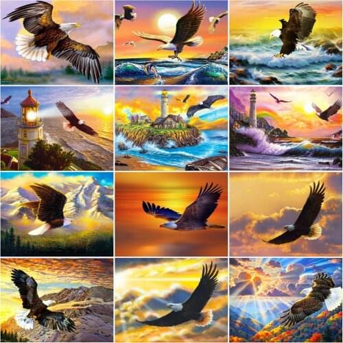 AZQSD Picture By Number Eagle Acrylic Oil Painting Wall Art Coloring By Numbers Canvas Animal Kits Handpainted Unique Gifts