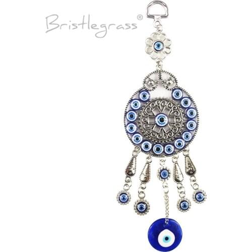BRISTLEGRASS Turkish Blue Evil Eye Flower Vine Car Wall Hanging Pendants Pendulum Amulests Lucky Charm Blessing Protection Decor