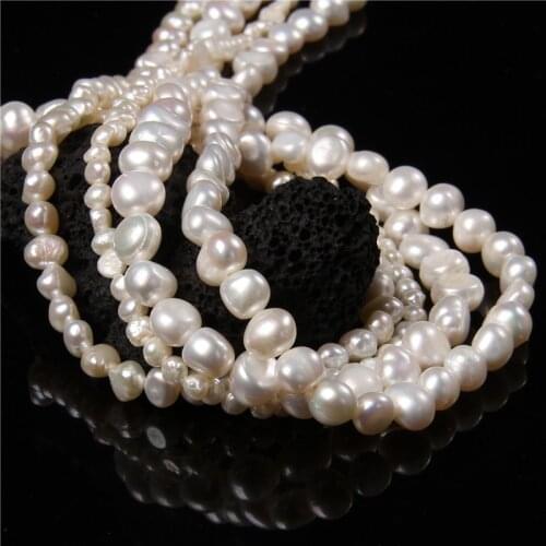 4-9mm Natural Pearls Beads 100% Freshwater White Baroque Loose Perles For DIY Craft Bracelet Necklace Jewelry Making 14" strand