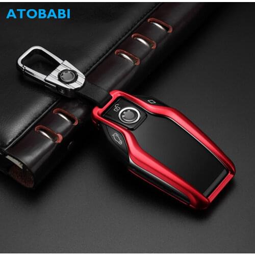 Aluminum Alloy Car Key Case For BMW 7 Series 740i 730i LCD Smart Remote Control Fob Cover Keychain Protector Bag Auto Accessory