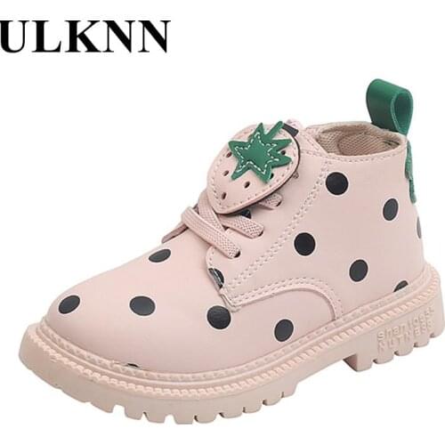 Baby Pink Martin Boots 2021 New Cartoon Strawberry Shoes Princess Shoes Childrens Baby Girl Short Boots Cylinder Martin Boots