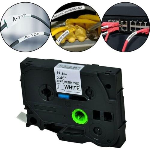 For Brother PT-E300VP PT-E550WVP Labeling Machines Heat Shrinkable Tube11.7mm Replacement For Marking Cables Fiber Optics