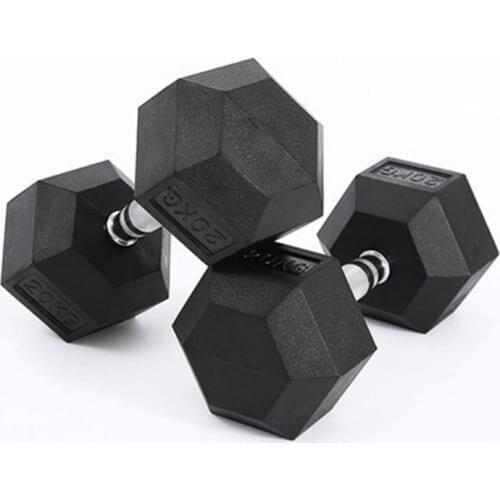 Mens Rubber-Coated Dumbbells Hexagonal Cast Iron Rubber-Coated Dumbbells For Gym Workers And Professional Fitness Studios