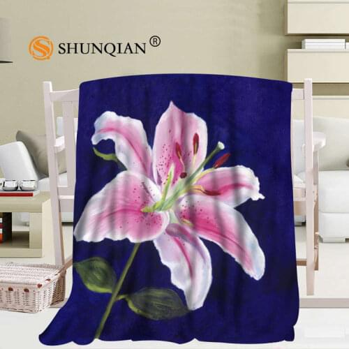 Custom Lily Flower Blanket Soft DIY Picture Decoration Bedroom Size 56x80Inch,50X60Inch,40X50Inch A7.10