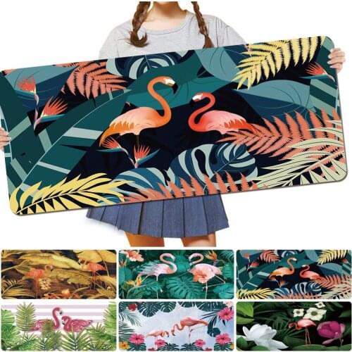Computer Keyboard Mousepad High Quality PU Leather Flamingo Pattern Series Anti-slip Gaming Mouse Pad Large Mouse Mat 30x80CM