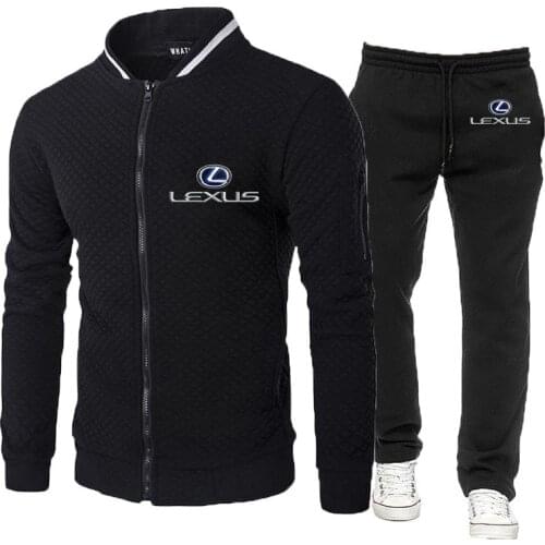 Autumn And Winter New LEXUS Logo Mens Sports Suit Hoodie Long SleeveTwo pieces Male Casual Fitness Jogging Sports Pants Suit