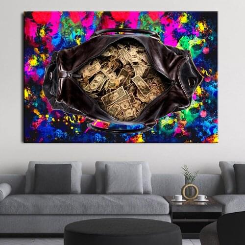 A Sack of Money Poster Wall Art Canvas Prints Painting Graffiti Money Dollar Modular Pictures Living Room Home Decoration