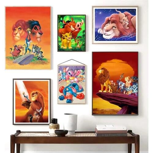 Cartoon Lion King Canvas Painting Wall Art Disney Anime Posters and Prints Picture for Living Kids Room Decor Home Decoration