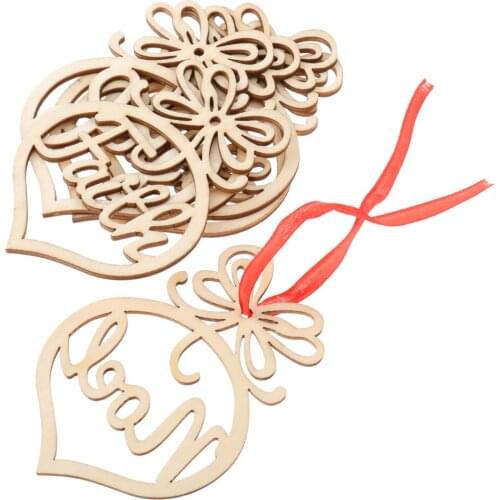 Set of 6pcs Wooden Shape MDF Christmas Tree Decoration Faith Noel Letters Cutout