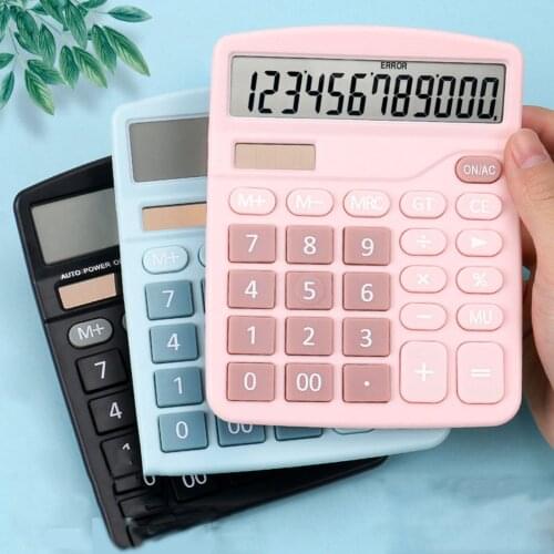 Desktop Calculator Standard Function Calculator with 12-Digit Large LCD Display Solar Battery Dual Power for Home Basic Office