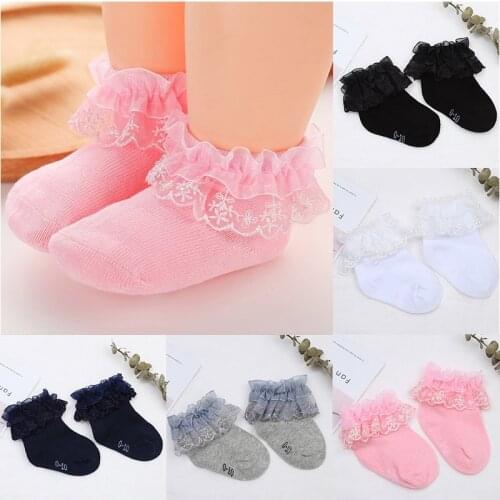 0-1Years Newborn Baby Cotton Socks Lace Princess Combed Cotton Socks for Girls Summer Spring Infant Babe Socks Baby Frilly Socks