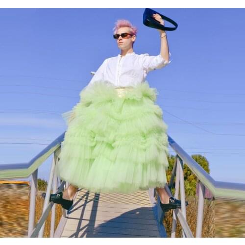 Charming Green Puffy Tulle Skirts For Birthday Party Formal Long Women Men Skirt Plus Size Custom Made Photo Shoot
