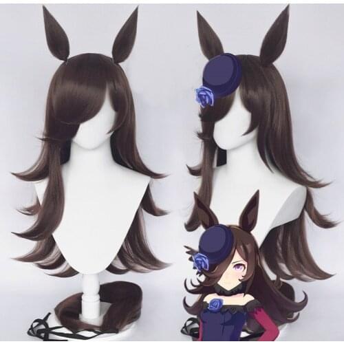 Uma Musume Pretty Derby Rice Shower Wig Ears Tail Hair Cosplay A