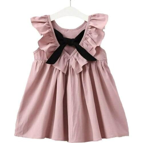 Baby Girl Dress 2020 New Summer Toddlers Demin Casual Dresses Childrens Clothing Solid Pure Christmas Sleeveless Dress 1-5Y